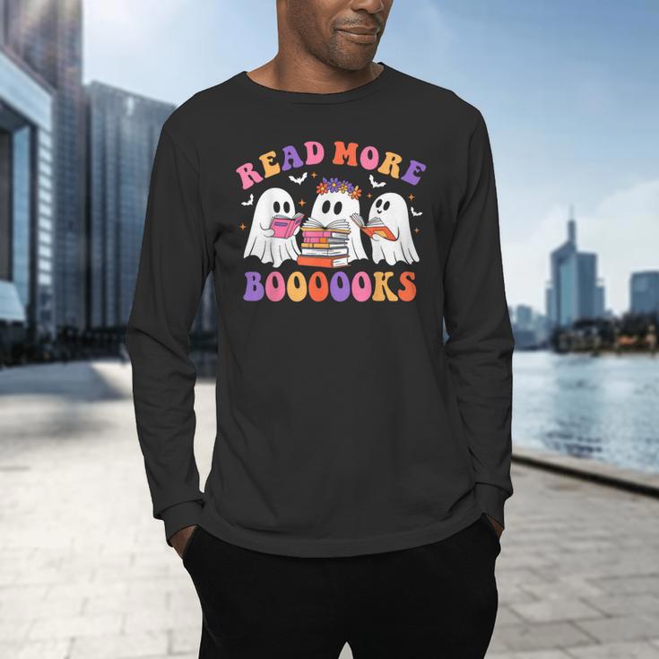 Cute Ghost Read More Books Lover Teacher Halloween Costume Men's Long Sleeve T-Shirt, gift for family, gift for coworker
