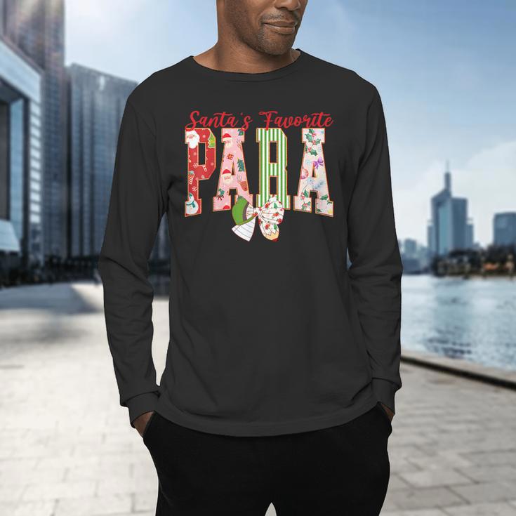 Cute Santas Favorite Para Christmas Paraprofessional Teacher Men's Long Sleeve T-Shirt, gift for family, gift for coworker