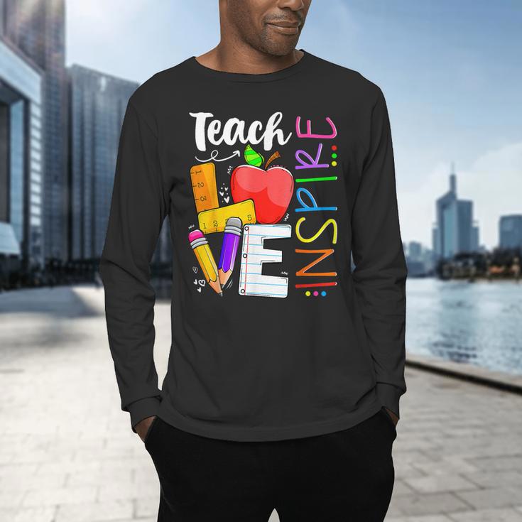 Cute Teach Love And Inspire Men Women Teacher Men's Long Sleeve T-Shirt, gift for family, gift for coworker Cute Teach Love And Inspire Men Women Teacher Men's Long Sleeve T-Shirt, gift for family, gift for coworker
