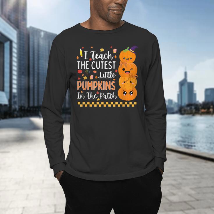 Cute Teacher Halloween For Women Men Teacher Pumpkin Men's Long Sleeve T-Shirt, gift for family, gift for coworker