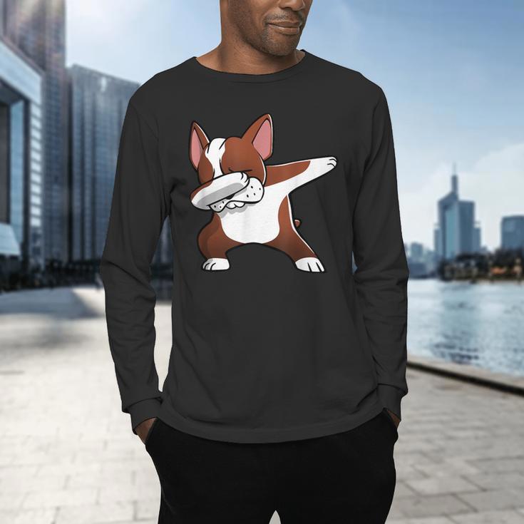 Dabbing Red Boston Terrier Dab Dance Dog Men Women Kids Men's Long Sleeve T-Shirt, gift for family, gift for coworker