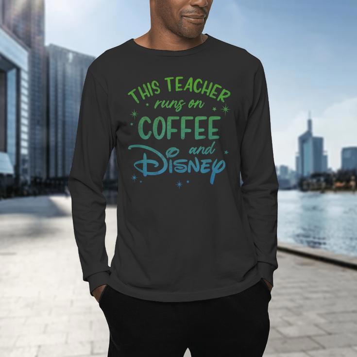 Disney This Teacher Runs On Coffee And Disney Gradient Logo Men's Long Sleeve T-Shirt, gift for family, gift for coworker Disney This Teacher Runs On Coffee And Disney Gradient Logo Men's Long Sleeve T-Shirt, gift for family, gift for coworker