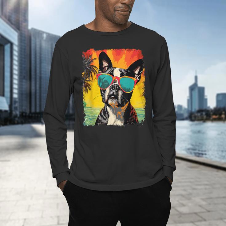 Dog Boston Terrier Hawaiian Men's Long Sleeve T-Shirt, gift for family, gift for coworker