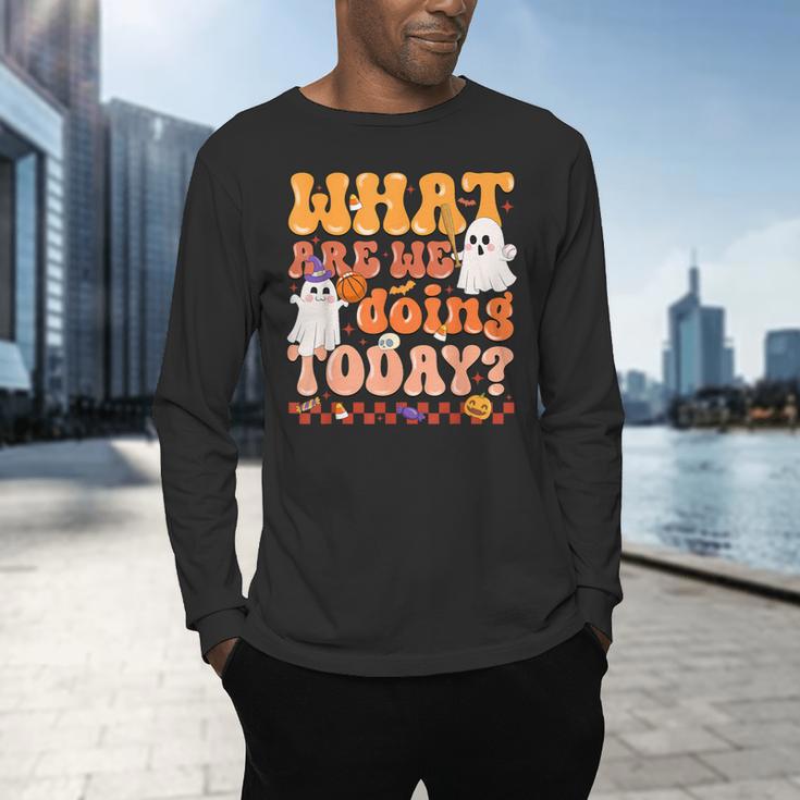 What Are We Doing Today Halloween PE Spooky Teacher Men's Long Sleeve T-Shirt, gift for family, gift for coworker