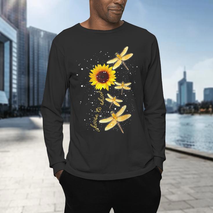 Dragonfly Sunflower Teacher Growth Mindset Choose To Shine Men's Long Sleeve T-Shirt, gift for family, gift for coworker Dragonfly Sunflower Teacher Growth Mindset Choose To Shine Men's Long Sleeve T-Shirt, gift for family, gift for coworker