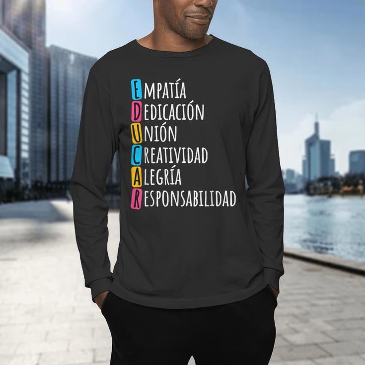 Educar Bilingual Spanish Teacher Men's Long Sleeve T-Shirt, gift for family, gift for coworker Educar Bilingual Spanish Teacher Men's Long Sleeve T-Shirt, gift for family, gift for coworker