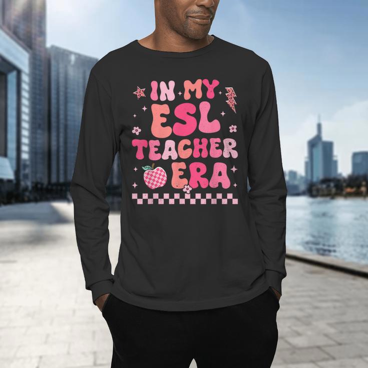 In My Esl Teacher Era Back To School ESL Teacher Groovy Men's Long Sleeve T-Shirt, gift for family, gift for coworker