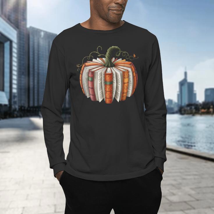 Fall Book Pumpkin Retro Reading Halloween Teacher Librarian Men's Long Sleeve T-Shirt, gift for family, gift for coworker Fall Book Pumpkin Retro Reading Halloween Teacher Librarian Men's Long Sleeve T-Shirt, gift for family, gift for coworker