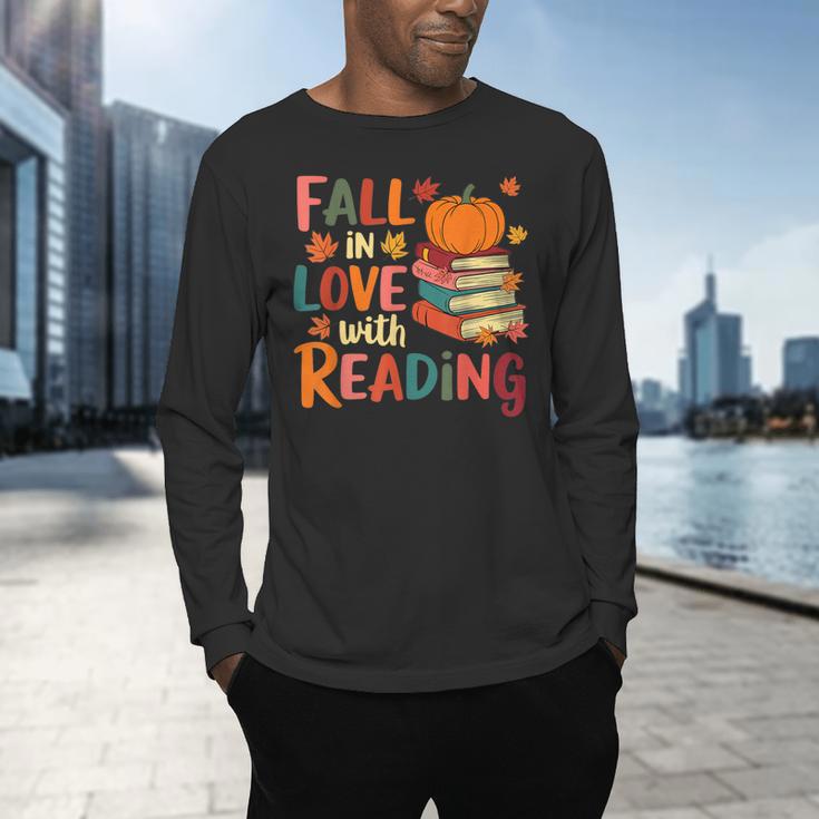 Fall In Love With Reading Autumn Thanksgiving Shirt Teacher Men's Long Sleeve T-Shirt, gift for family, gift for coworker Fall In Love With Reading Autumn Thanksgiving Shirt Teacher Men's Long Sleeve T-Shirt, gift for family, gift for coworker