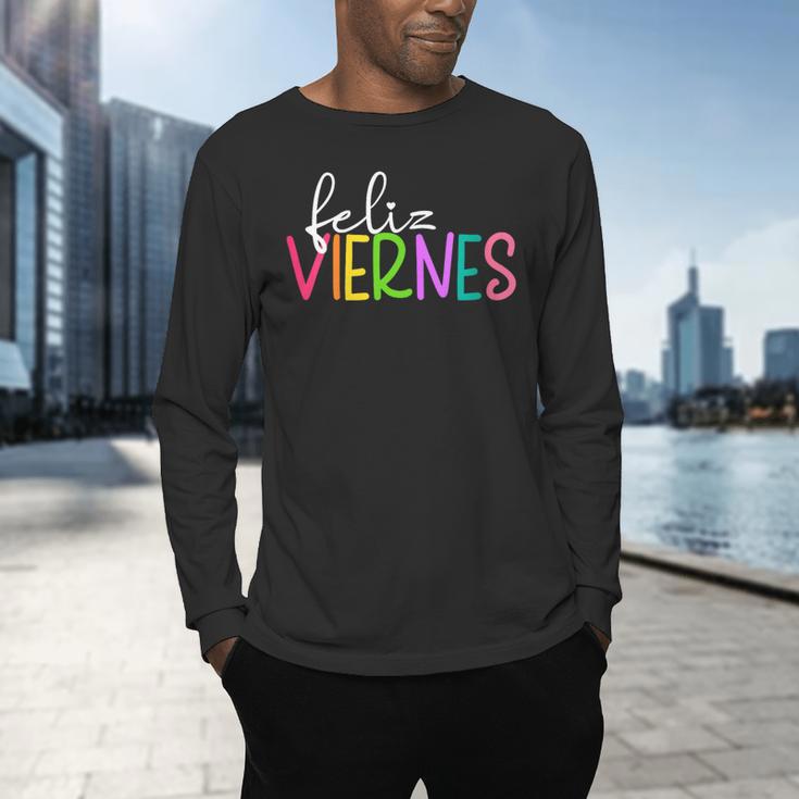 Feliz Viernes Happy Friday Spanish Teacher Friday Spanish Sp Men's Long Sleeve T-Shirt, gift for family, gift for coworker