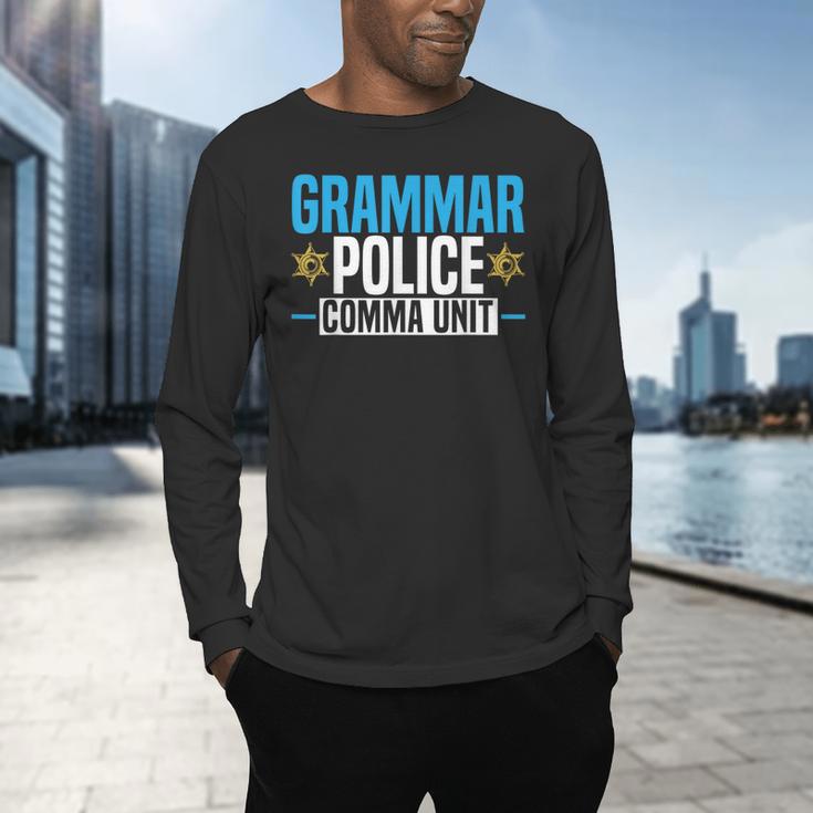 Grammar Police Comma Unit English Teacher Grammar Teacher For Men Women Men's Long Sleeve T-Shirt, gift for family, gift for coworker