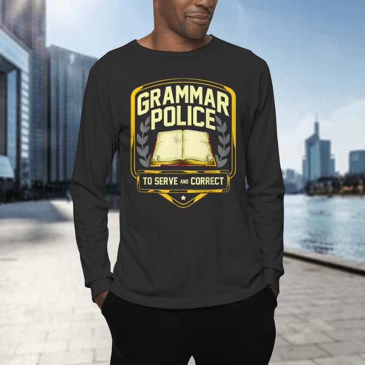 Grammar Police To Serve And Correct English Teacher Men's Long Sleeve T-Shirt, gift for family, gift for coworker Grammar Police To Serve And Correct English Teacher Men's Long Sleeve T-Shirt, gift for family, gift for coworker