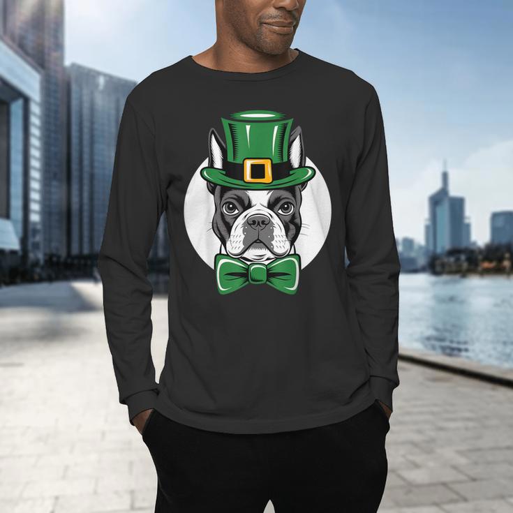 Green Boston Terrier Shamrock St Patricks Day Boston Terrier Men's Long Sleeve T-Shirt, gift for family, gift for coworker