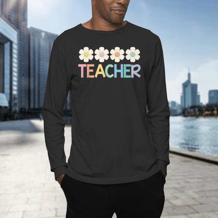 Groovy Teacher Cute Daisy Flower Retro Back To School Men's Long Sleeve T-Shirt, gift for family, gift for coworker Groovy Teacher Cute Daisy Flower Retro Back To School Men's Long Sleeve T-Shirt, gift for family, gift for coworker