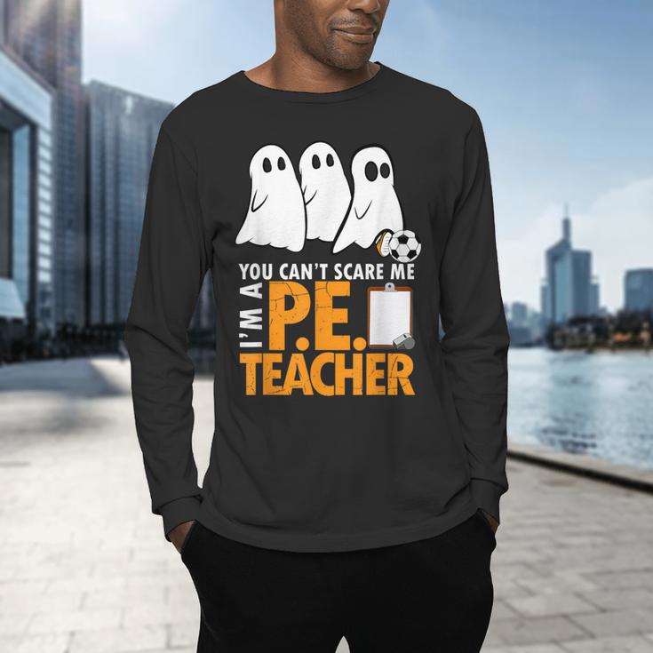 Halloween PE Teacher Shirt Can't Scare Me Men's Long Sleeve T-Shirt, gift for family, gift for coworker Halloween PE Teacher Shirt Can't Scare Me Men's Long Sleeve T-Shirt, gift for family, gift for coworker