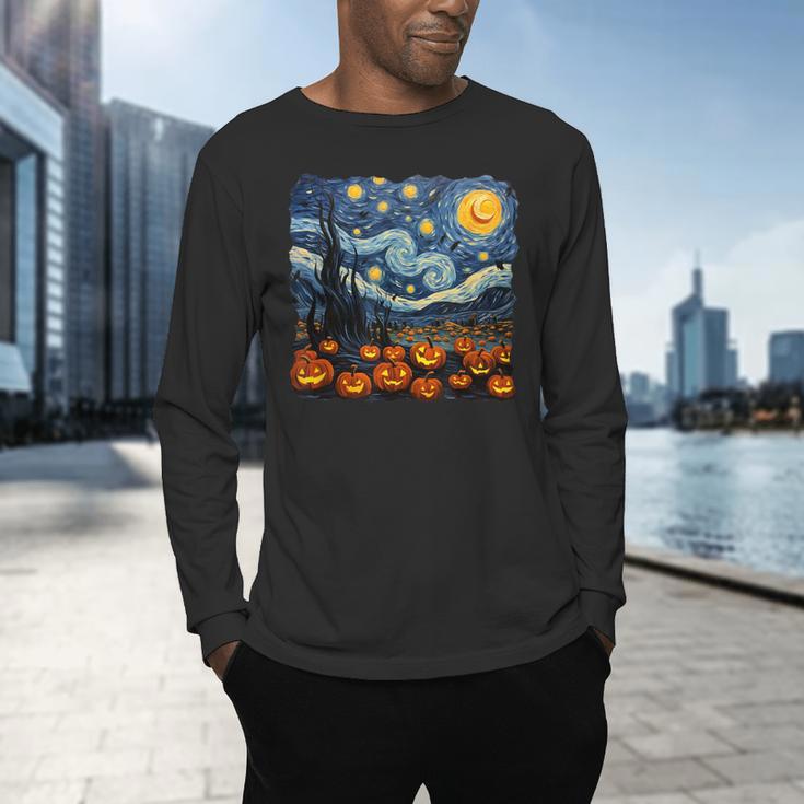 Halloween Pumpkin Starry Night Van Gogh Art Teacher Men's Long Sleeve T-Shirt, gift for family, gift for coworker Halloween Pumpkin Starry Night Van Gogh Art Teacher Men's Long Sleeve T-Shirt, gift for family, gift for coworker
