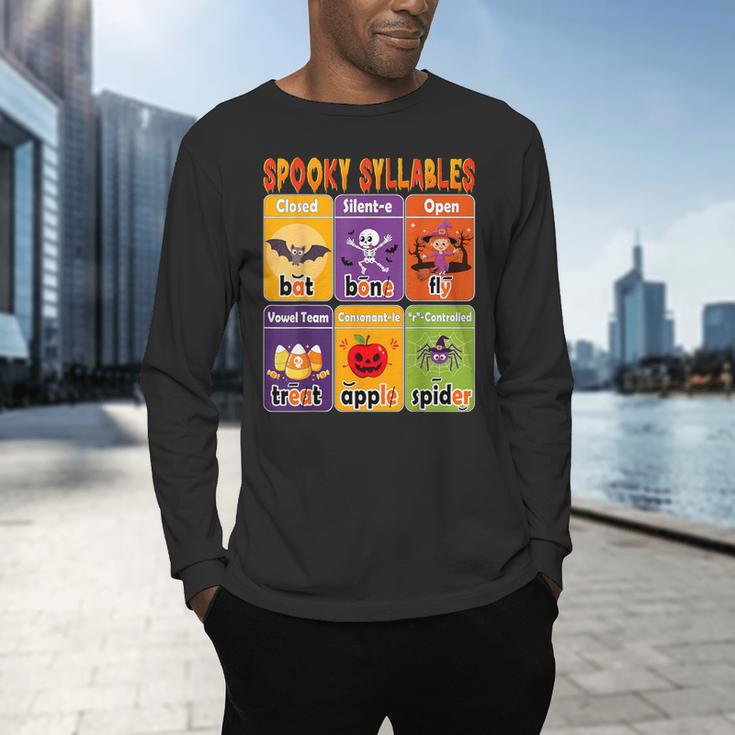 Halloween Spooky Syllable Types Teacher Educational Men's Long Sleeve T-Shirt, gift for family, gift for coworker Halloween Spooky Syllable Types Teacher Educational Men's Long Sleeve T-Shirt, gift for family, gift for coworker