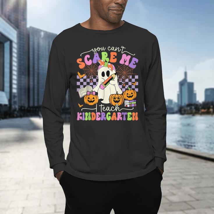Halloween Teacher You Can't Scare Me I Teach Kindergarten Men's Long Sleeve T-Shirt, gift for family, gift for coworker