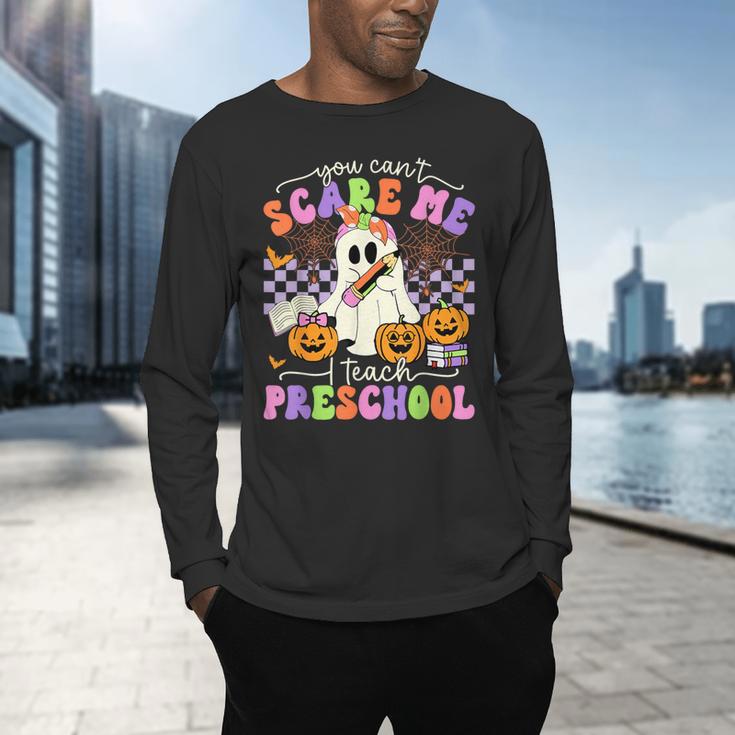 Halloween Teacher You Can't Scare Me I Teach Preschool Men's Long Sleeve T-Shirt, gift for family, gift for coworker