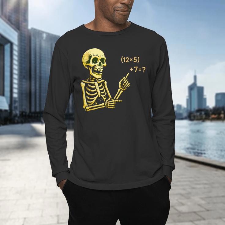 Halloween Teacher Six Seven 6 7 Skeleton Spooky Costume Men's Long Sleeve T-Shirt, gift for family, gift for coworker Halloween Teacher Six Seven 6 7 Skeleton Spooky Costume Men's Long Sleeve T-Shirt, gift for family, gift for coworker