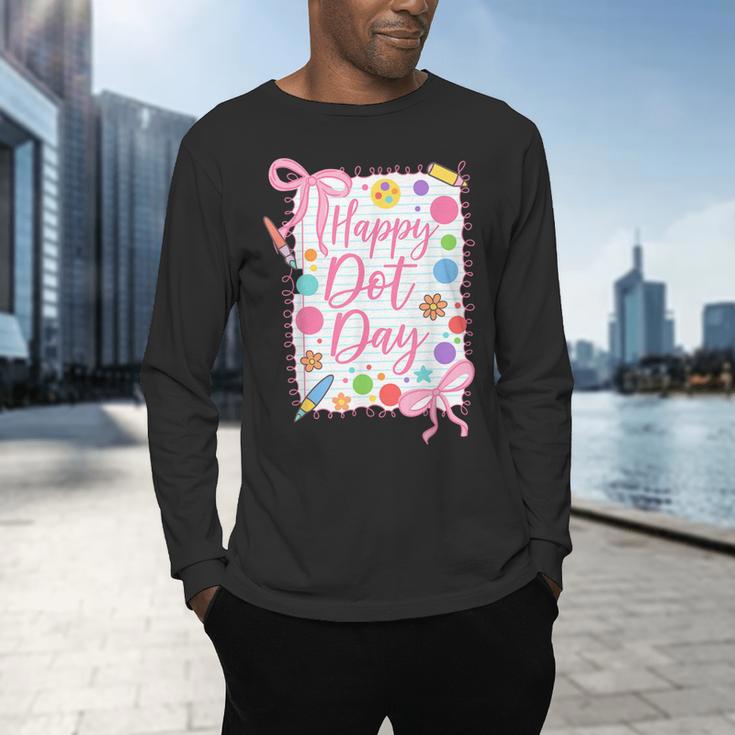 Happy Dot Day Bow Coquette For Teacher Girls Men's Long Sleeve T-Shirt, gift for family, gift for coworker