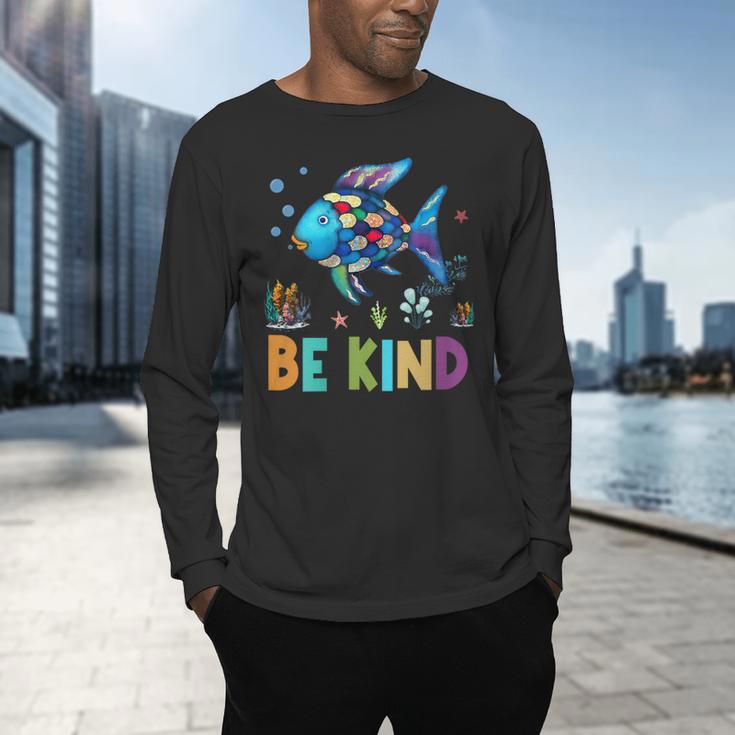 Happy First Day Of School Fish Rainbows Teacher Be Kind Men's Long Sleeve T-Shirt, gift for family, gift for coworker Happy First Day Of School Fish Rainbows Teacher Be Kind Men's Long Sleeve T-Shirt, gift for family, gift for coworker