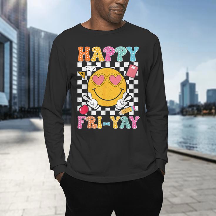 Happy Fri-Yay Groovy Teacher Friday Weekend Fri Yay Men's Long Sleeve T-Shirt, gift for family, gift for coworker Happy Fri-Yay Groovy Teacher Friday Weekend Fri Yay Men's Long Sleeve T-Shirt, gift for family, gift for coworker
