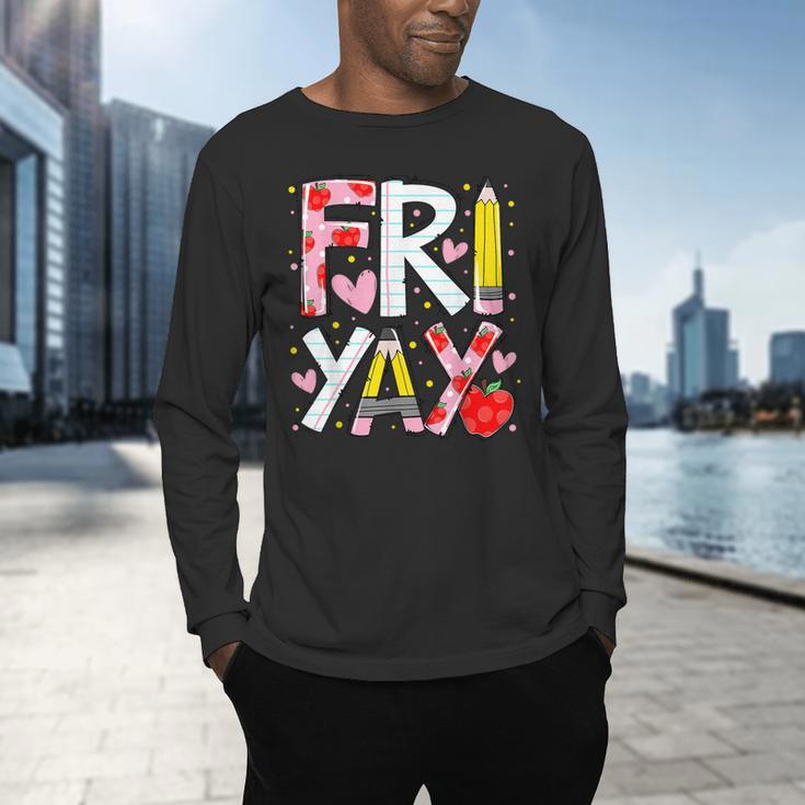 Happy Fri-Yay Teacher Back To School Friday Lovers Men's Long Sleeve T-Shirt, gift for family, gift for coworker Happy Fri-Yay Teacher Back To School Friday Lovers Men's Long Sleeve T-Shirt, gift for family, gift for coworker