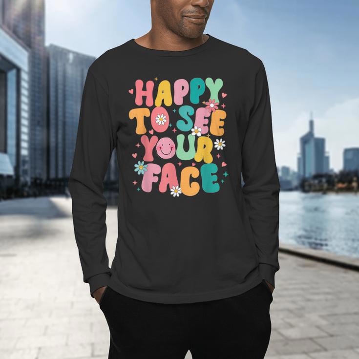 Happy To See Your Face Teacher Disco Ball Back To School Men's Long Sleeve T-Shirt, gift for family, gift for coworker Happy To See Your Face Teacher Disco Ball Back To School Men's Long Sleeve T-Shirt, gift for family, gift for coworker