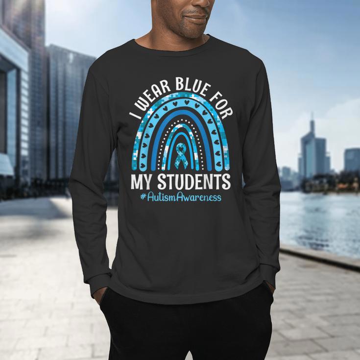 Happy Teacher I Wear Blue For My Students Autism Awareness Men's Long Sleeve T-Shirt, gift for family, gift for coworker