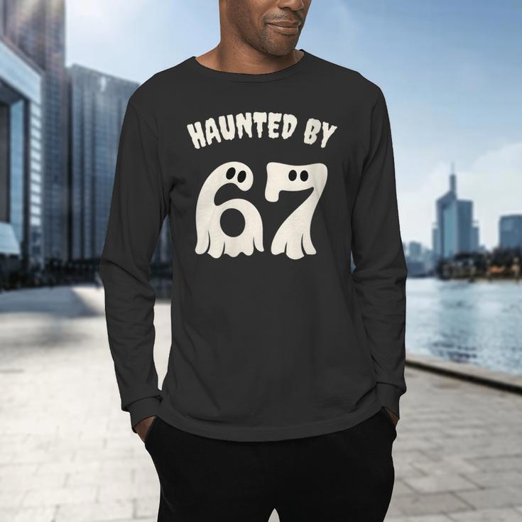 Haunted By 67 Teacher Halloween 6 7 Shirt Men's Long Sleeve T-Shirt, gift for family, gift for coworker Haunted By 67 Teacher Halloween 6 7 Shirt Men's Long Sleeve T-Shirt, gift for family, gift for coworker
