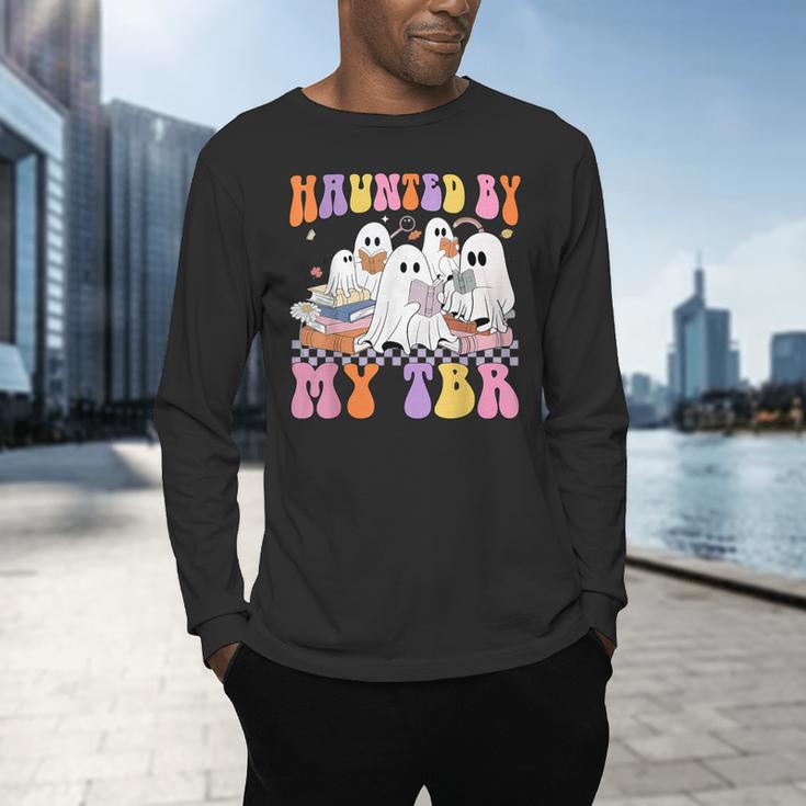 Haunted By My TBR Cute Ghosts Book Reading Teacher Halloween Men's Long Sleeve T-Shirt, gift for family, gift for coworker Haunted By My TBR Cute Ghosts Book Reading Teacher Halloween Men's Long Sleeve T-Shirt, gift for family, gift for coworker