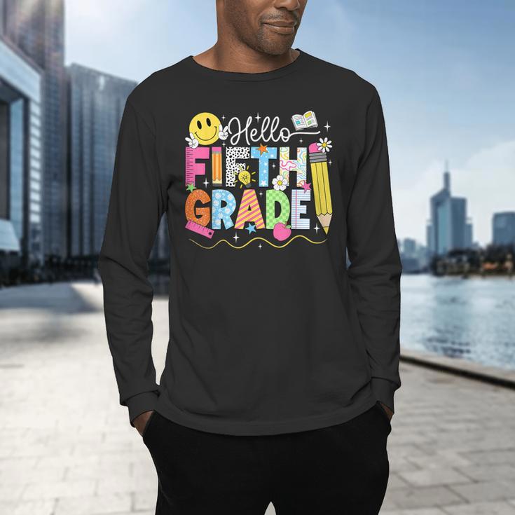 Hello Fifth Grade Team 5th Grade Back To School Teacher Kids Men's Long Sleeve T-Shirt, gift for family, gift for coworker Hello Fifth Grade Team 5th Grade Back To School Teacher Kids Men's Long Sleeve T-Shirt, gift for family, gift for coworker