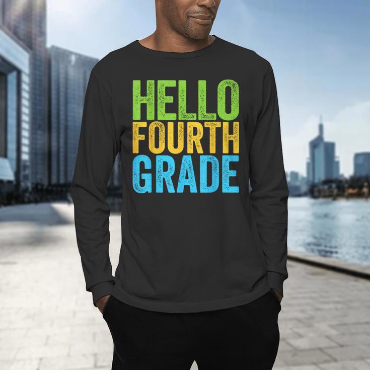 Hello Fourth Grade Shirt 4th Grade Boy Girl Student Teacher Men's Long Sleeve T-Shirt, gift for family, gift for coworker Hello Fourth Grade Shirt 4th Grade Boy Girl Student Teacher Men's Long Sleeve T-Shirt, gift for family, gift for coworker