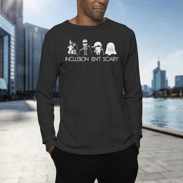 Inclusion Isn't Scary Slp Halloween Sped Teacher Ghost Mummy Men's Long Sleeve T-Shirt, gift for family, gift for coworker Inclusion Isn't Scary Slp Halloween Sped Teacher Ghost Mummy Men's Long Sleeve T-Shirt, gift for family, gift for coworker