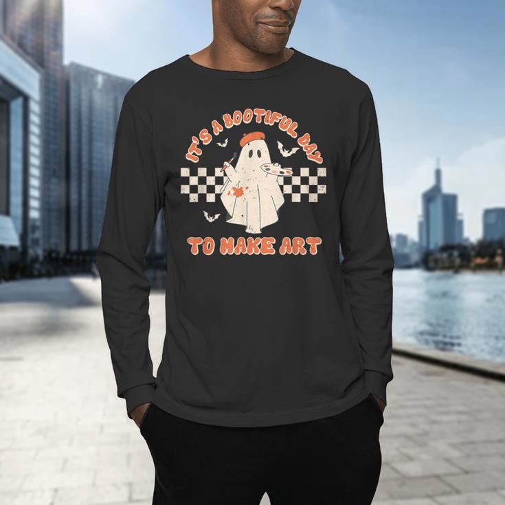 It's A Bootiful Day To Make Art Halloween Art Teacher Men's Long Sleeve T-Shirt, gift for family, gift for coworker
