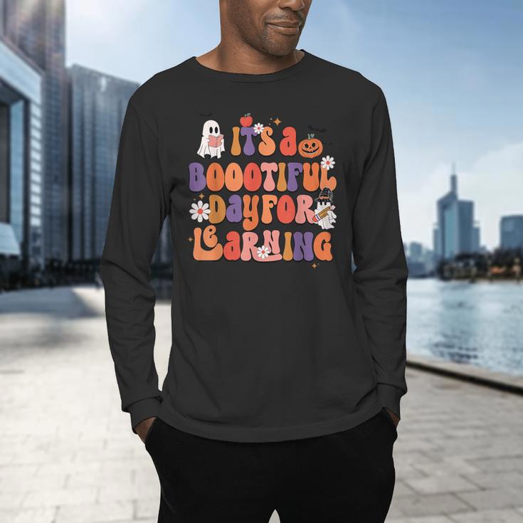 It's A Bootiful Day For Learning Cute Teacher Halloween Men's Long Sleeve T-Shirt, gift for family, gift for coworker It's A Bootiful Day For Learning Cute Teacher Halloween Men's Long Sleeve T-Shirt, gift for family, gift for coworker