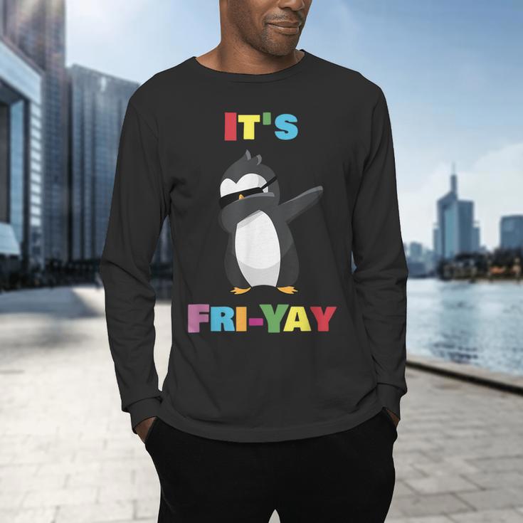 It's Fri-Yay Dabbing Penguin Friday Weekend Teacher Student Men's Long Sleeve T-Shirt, gift for family, gift for coworker It's Fri-Yay Dabbing Penguin Friday Weekend Teacher Student Men's Long Sleeve T-Shirt, gift for family, gift for coworker