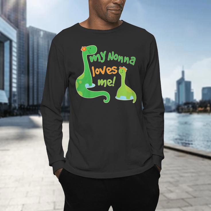 Kids My Nonna Loves Me Dinosaur Grandson Men's Long Sleeve T-Shirt, gift for family, gift for coworker