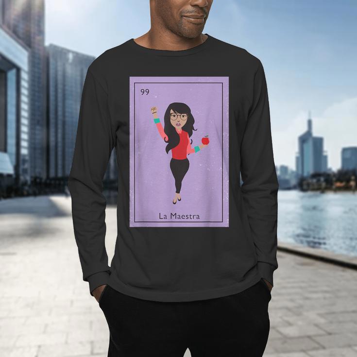 La Maestra Mexican Bingo Card Teacher Lottery Card Men's Long Sleeve T-Shirt, gift for family, gift for coworker