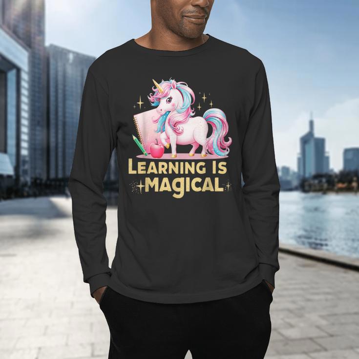 LEARNING IS MAGICAL TEACHER UNICORN BACK TO SCHOOL UNICORN Men's Long Sleeve T-Shirt, gift for family, gift for coworker LEARNING IS MAGICAL TEACHER UNICORN BACK TO SCHOOL UNICORN Men's Long Sleeve T-Shirt, gift for family, gift for coworker