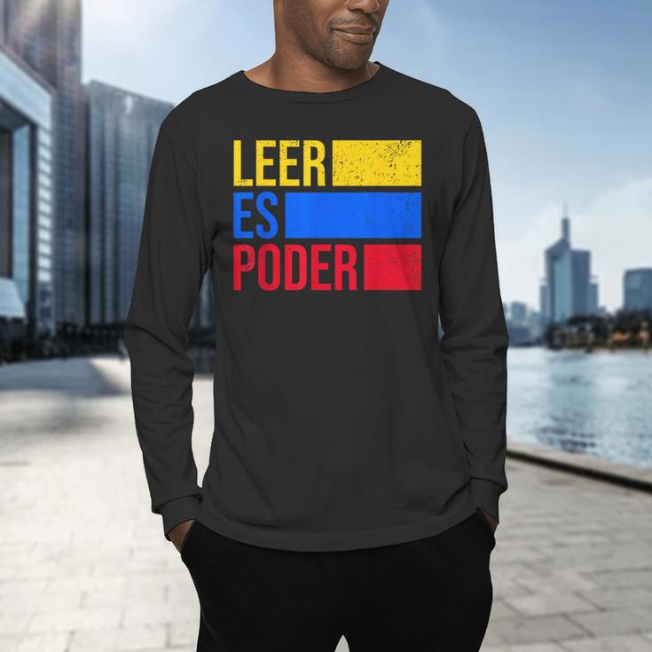 Leer Es Poder Colombian Spanish Teacher Maestra Colombia Men's Long Sleeve T-Shirt, gift for family, gift for coworker Leer Es Poder Colombian Spanish Teacher Maestra Colombia Men's Long Sleeve T-Shirt, gift for family, gift for coworker