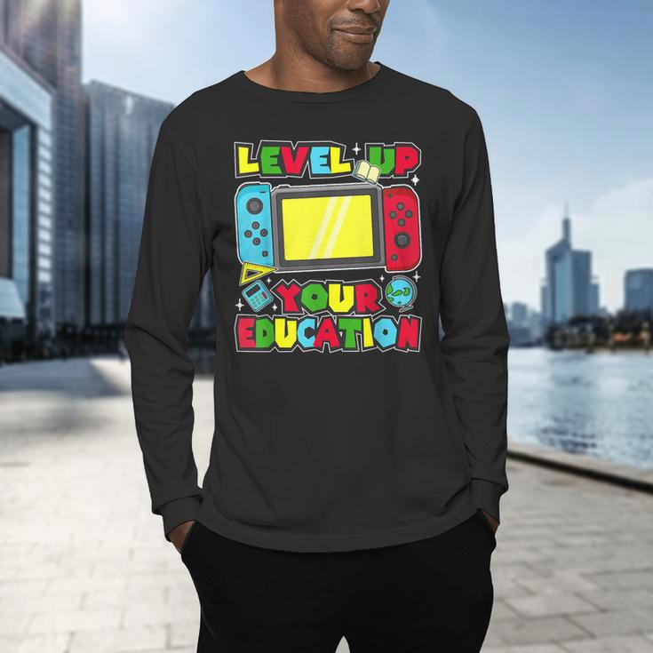 Level Up Your Education Gaming Inspired Teacher Gamers Men's Long Sleeve T-Shirt, gift for family, gift for coworker Level Up Your Education Gaming Inspired Teacher Gamers Men's Long Sleeve T-Shirt, gift for family, gift for coworker