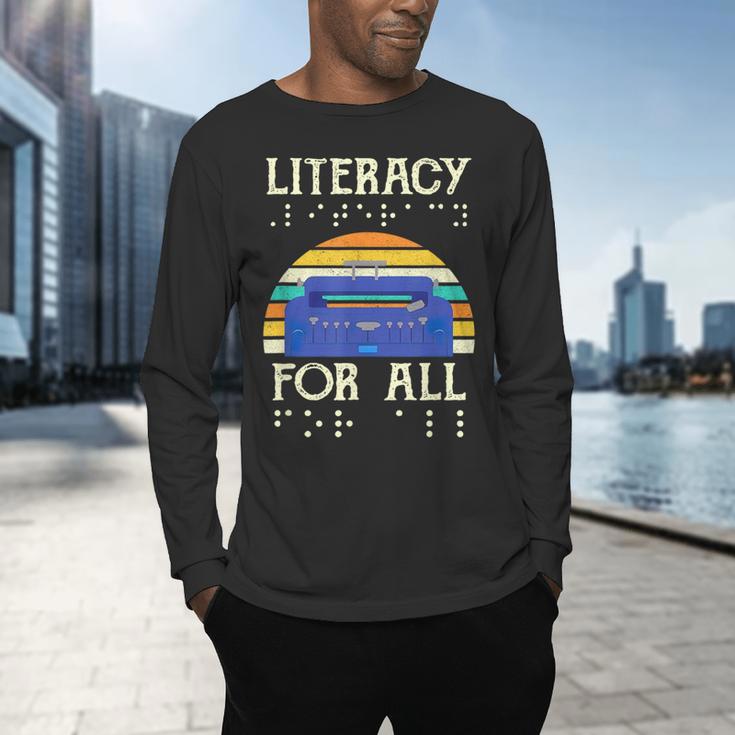 Literacy For All Visually Impaired Braille Teacher The Blind Men's Long Sleeve T-Shirt, gift for family, gift for coworker Literacy For All Visually Impaired Braille Teacher The Blind Men's Long Sleeve T-Shirt, gift for family, gift for coworker