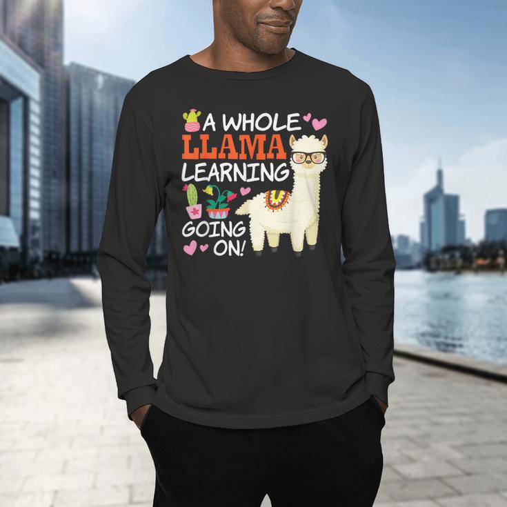 Llama Learning T Shirt Teachers Students Alpaca Lovers Men's Long Sleeve T-Shirt, gift for family, gift for coworker Llama Learning T Shirt Teachers Students Alpaca Lovers Men's Long Sleeve T-Shirt, gift for family, gift for coworker