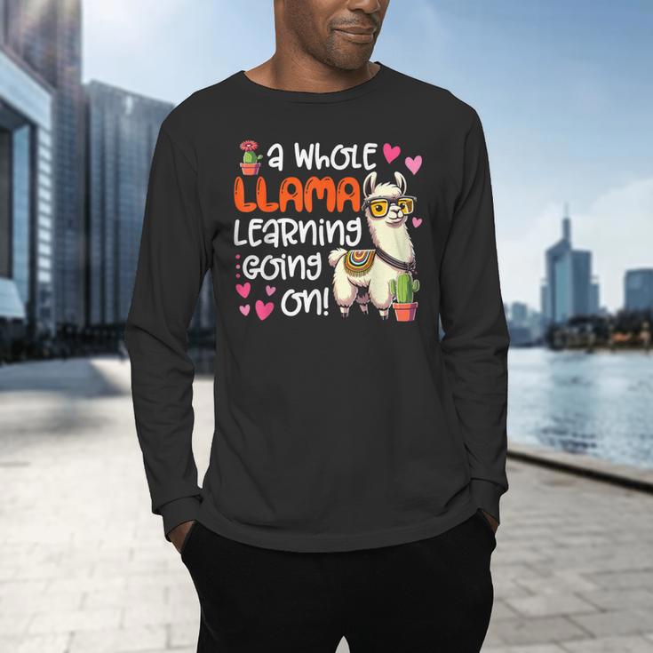 Llama Learning Teachers Students Alpaca Lover Back To School Men's Long Sleeve T-Shirt, gift for family, gift for coworker Llama Learning Teachers Students Alpaca Lover Back To School Men's Long Sleeve T-Shirt, gift for family, gift for coworker
