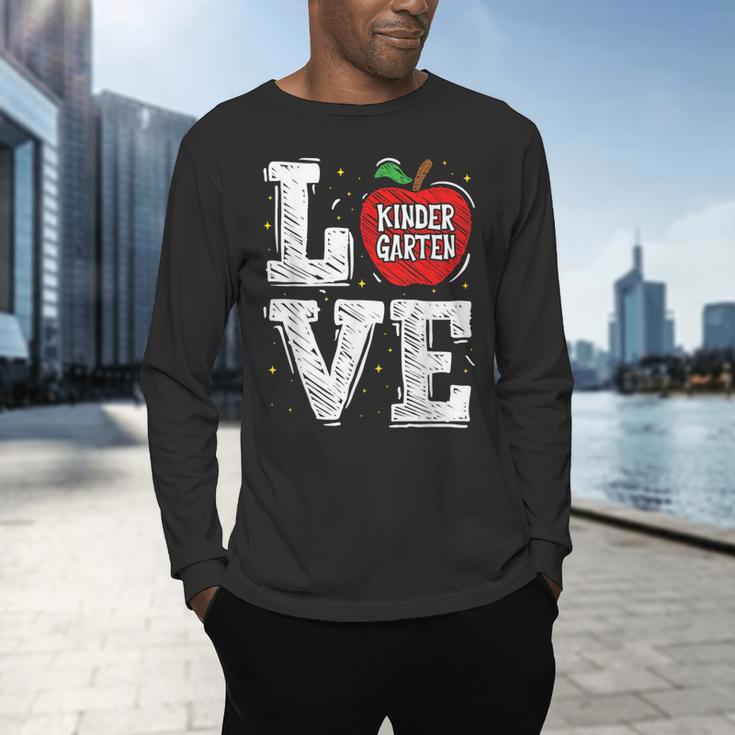 LOVE Kindergarten Teacher Student School Apple Men's Long Sleeve T-Shirt, gift for family, gift for coworker LOVE Kindergarten Teacher Student School Apple Men's Long Sleeve T-Shirt, gift for family, gift for coworker
