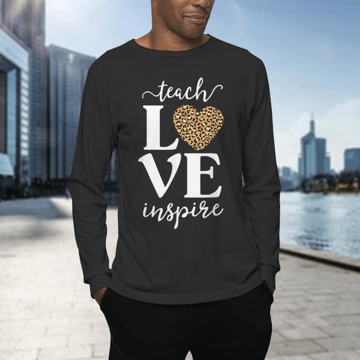 Love Leopard Print Teacher Cheetah School Inspire Teach Men's Long Sleeve T-Shirt, gift for family, gift for coworker Love Leopard Print Teacher Cheetah School Inspire Teach Men's Long Sleeve T-Shirt, gift for family, gift for coworker