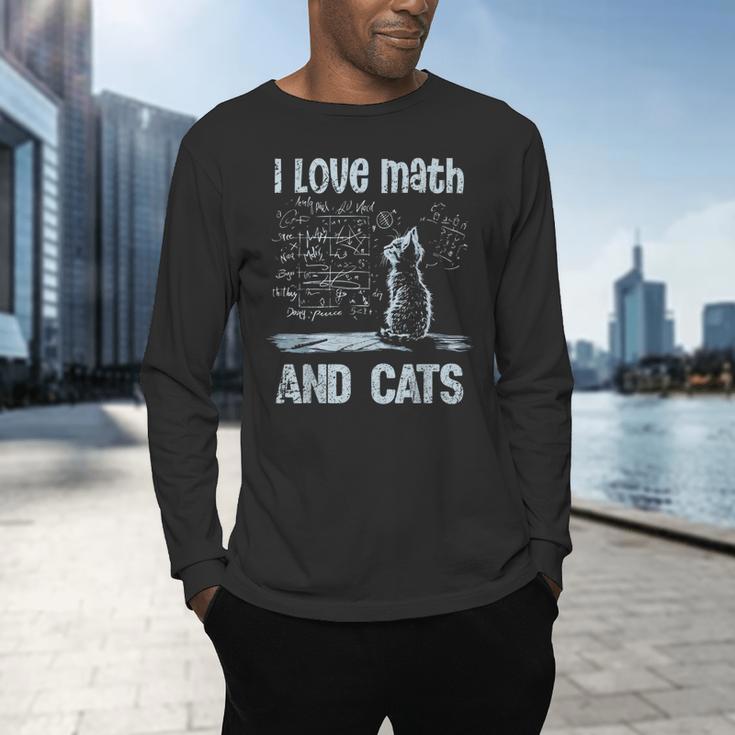 I Love Math And Cats Cat Lover Science Teacher Student Men's Long Sleeve T-Shirt, gift for family, gift for coworker I Love Math And Cats Cat Lover Science Teacher Student Men's Long Sleeve T-Shirt, gift for family, gift for coworker