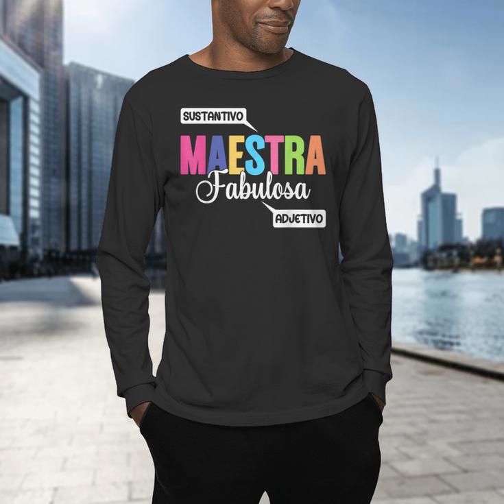 Maestra Fabulosa Bilingual Spanish Espanol Teacher School Men's Long Sleeve T-Shirt, gift for family, gift for coworker